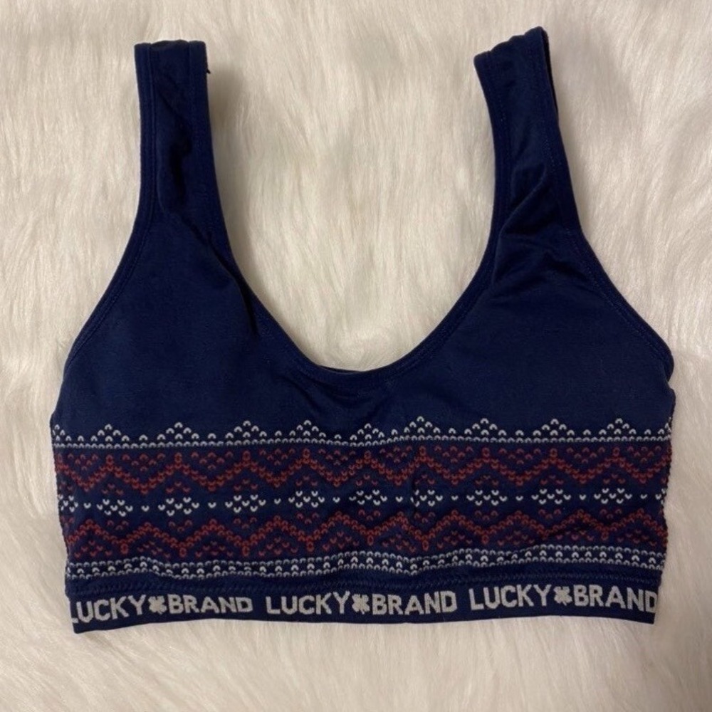 Lucky Brand Wirefree Bra Womens Size Small Blue Wireless Pull Over Stretchy